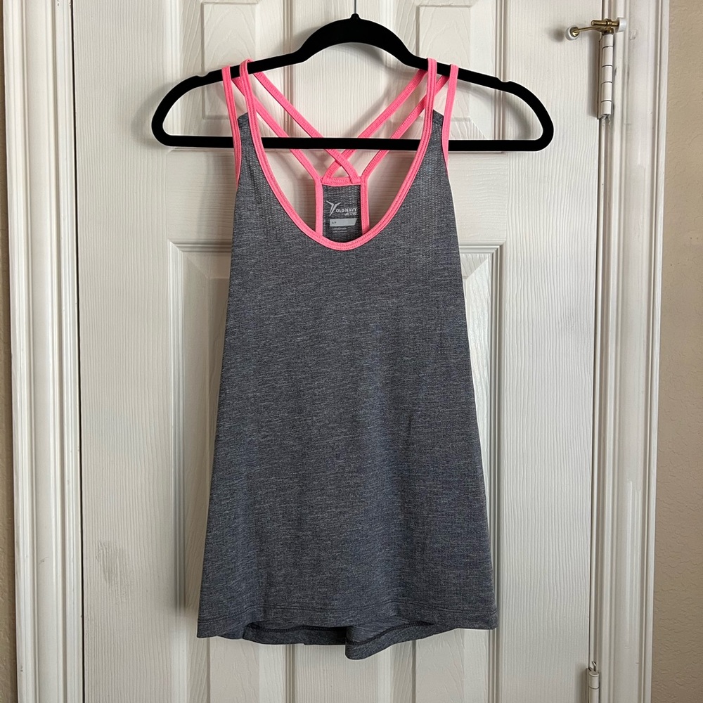Gray Pink Fitness Workout Tank Top - Picture 1 of 3